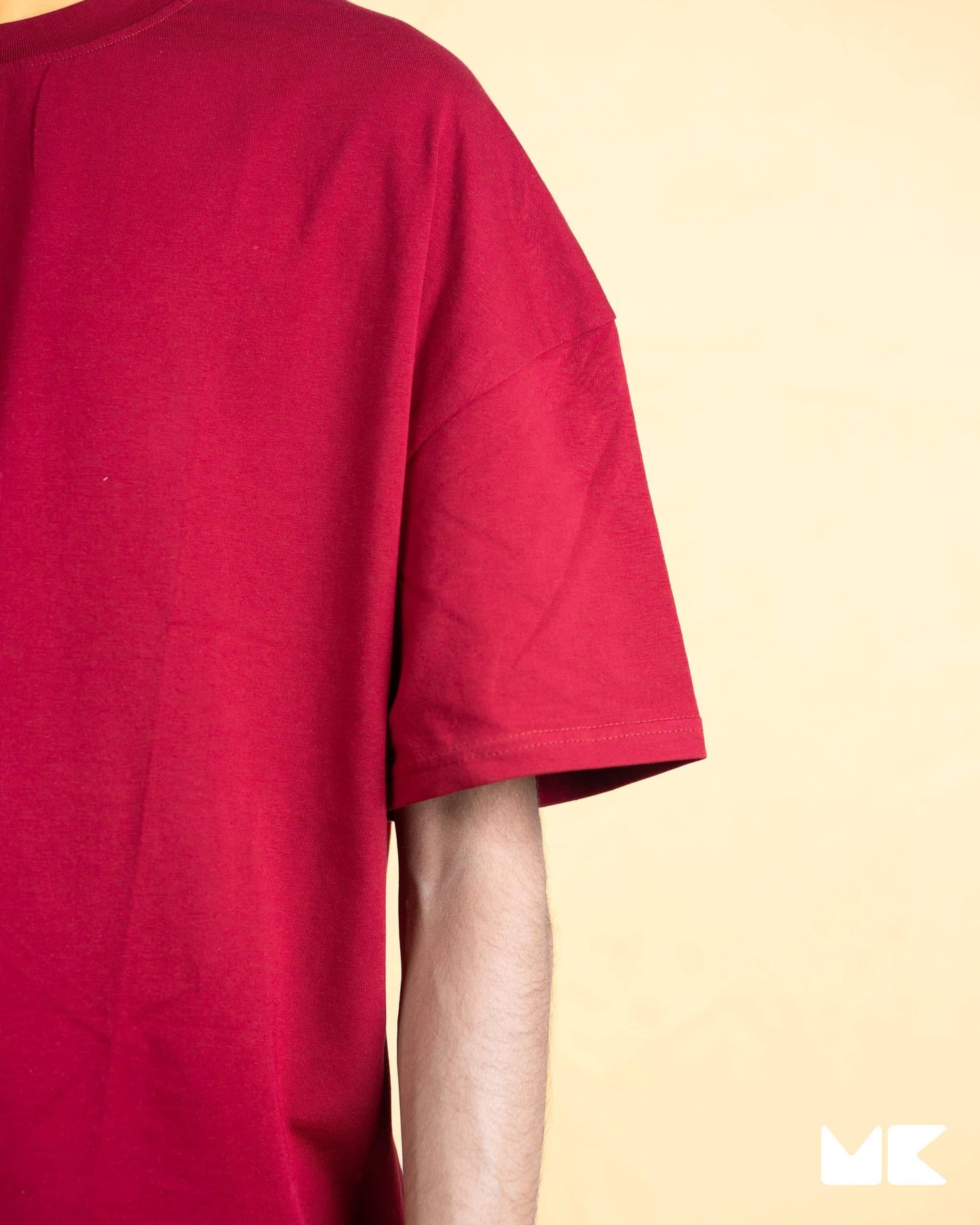 Solid Burgundy Oversized Drop Shoulder T-Shirt for Men | Comfortable Cotton Fabric | Mad Koffee Fashion
