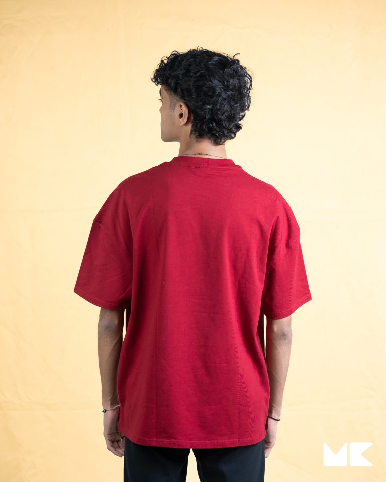 Oversized Drop Shoulder T-Shirt – Maroon