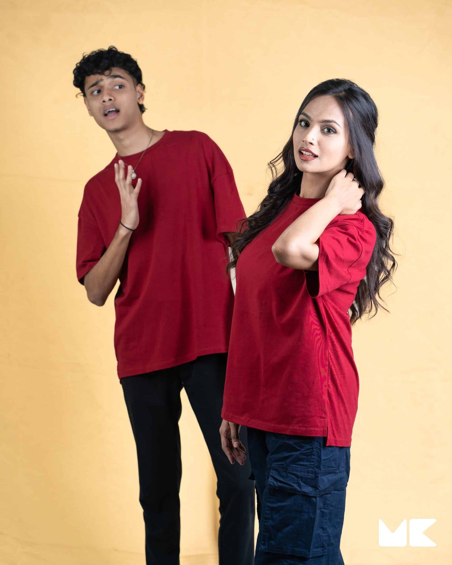 Solid Burgundy Oversized Drop Shoulder T-Shirt for Men | Comfortable Cotton Fabric | Mad Koffee Fashion