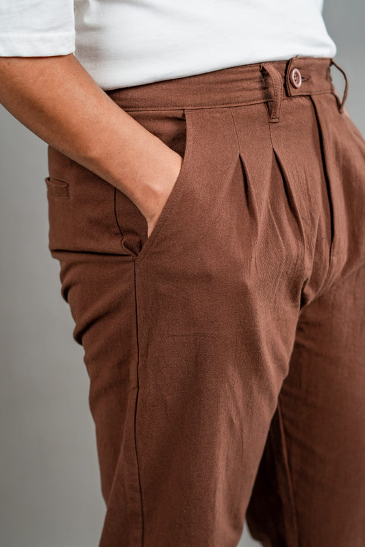 Linen Relaxed Fit Pant – Chocolate Brown