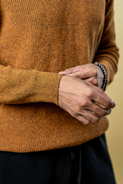 Load image 1 in gallery view. Wool Half Zipper Sweater: Mustard