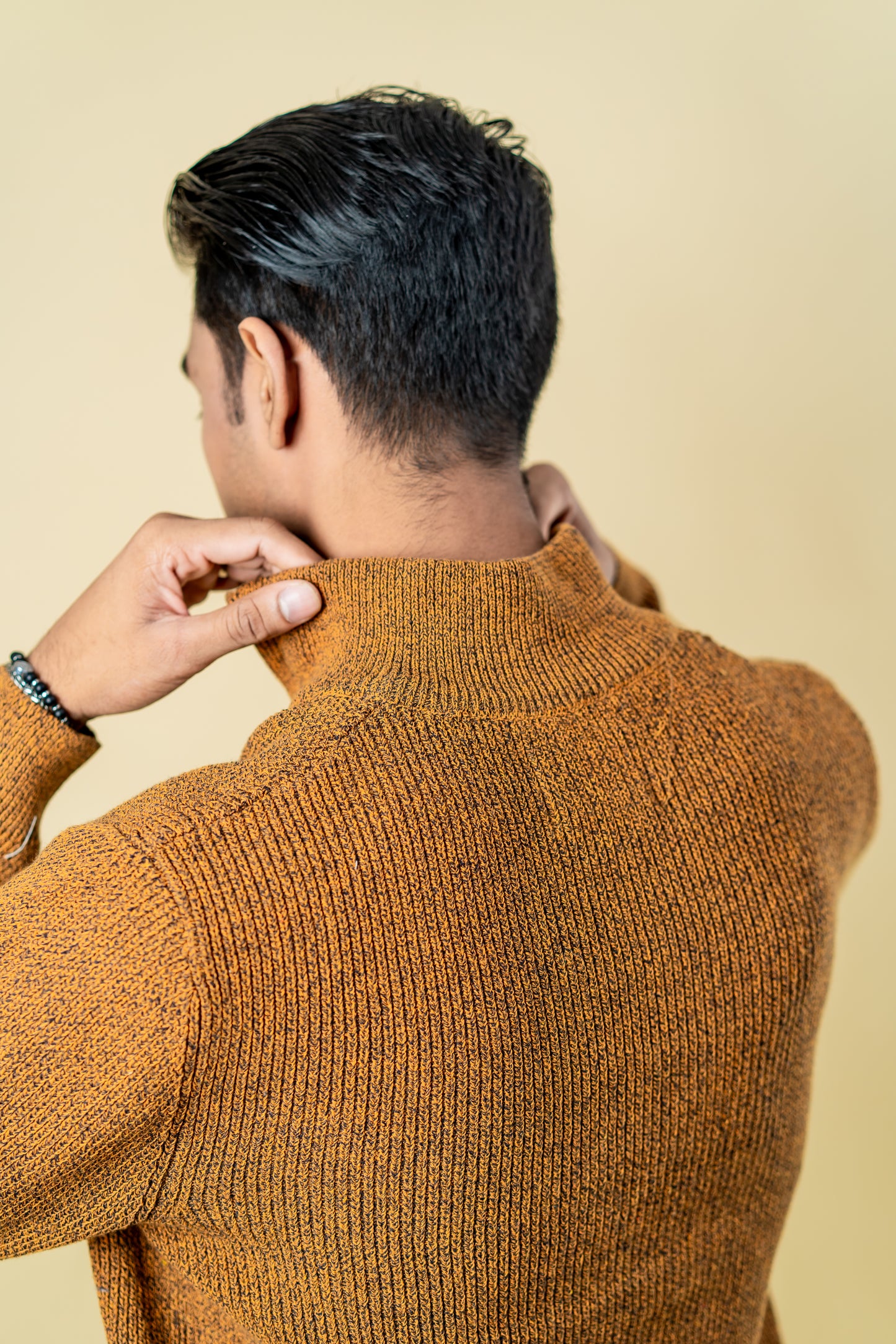Wool Half Zipper Sweater: Mustard