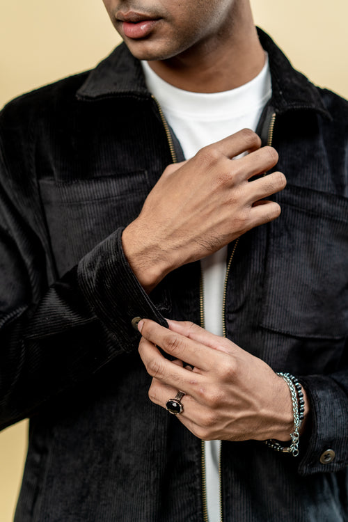 Load image 1 in gallery view. Cord Jacket- Black