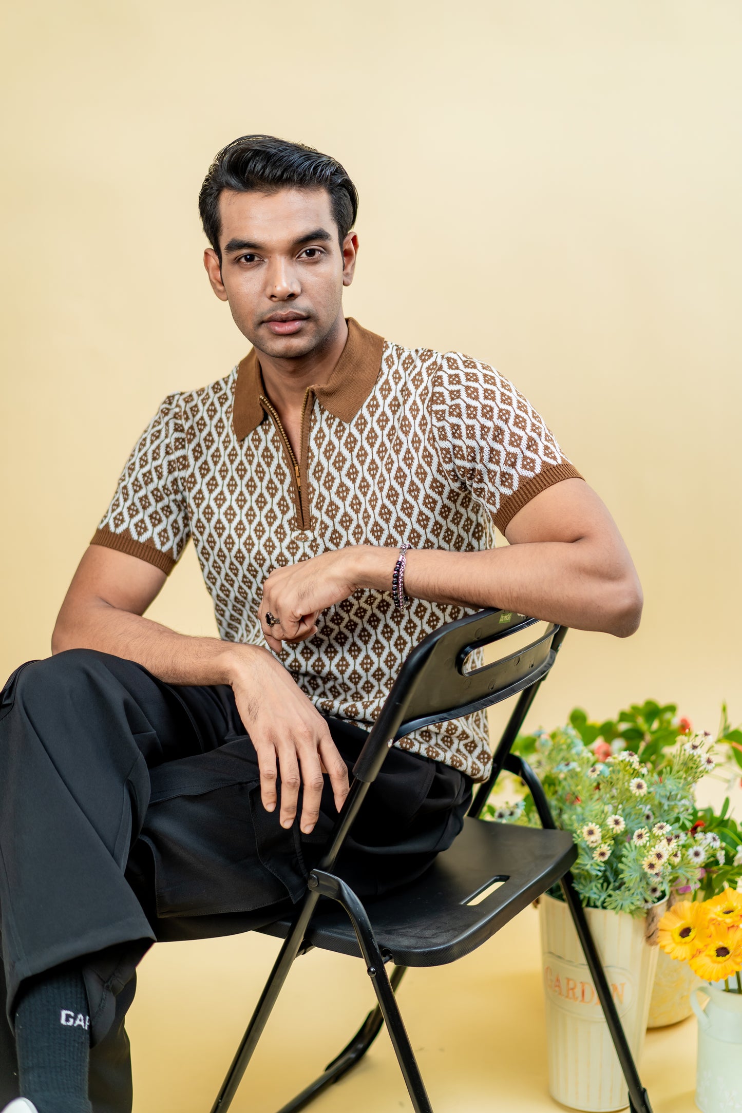 Vintage Knit Zip Polo Sweater