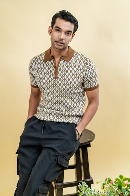 Vintage Knit Zip Polo Sweater