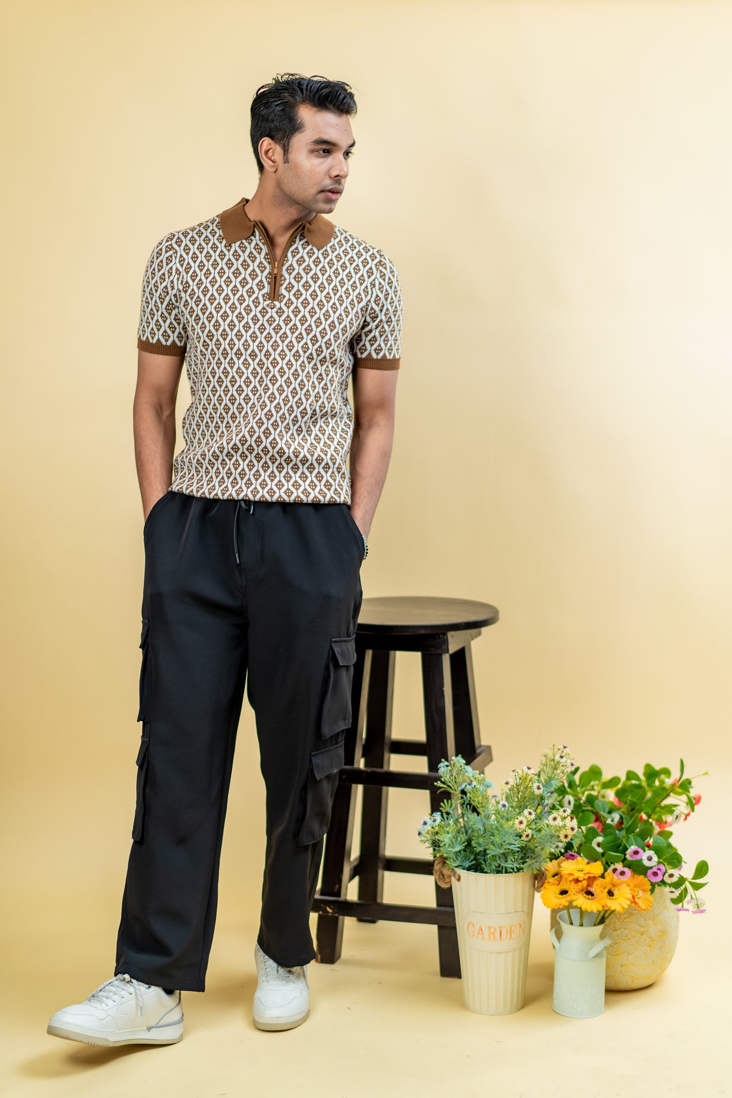 Vintage Knit Zip Polo Sweater