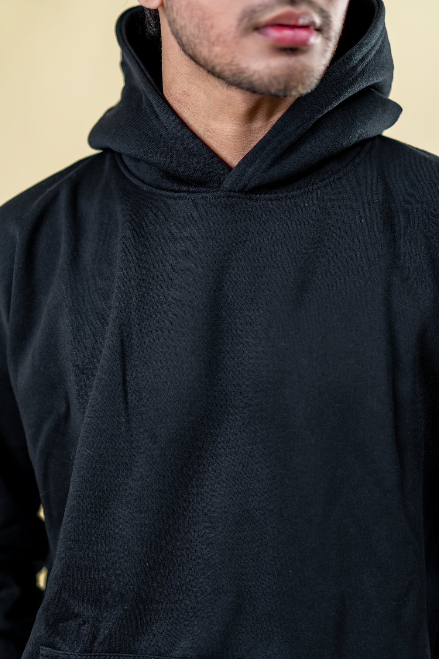 Oversized Drop Shoulder Hoodie: Black