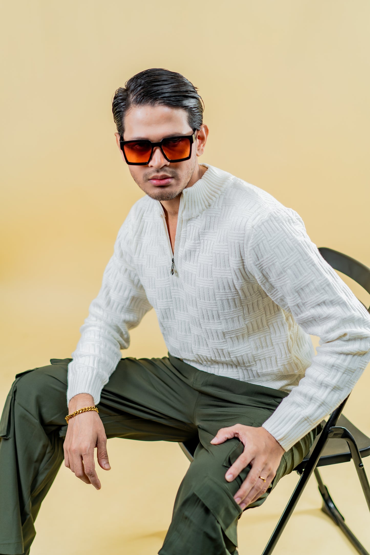 Polyamide Half-Zip Sweater: White