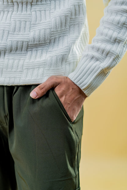 Polyamide Half-Zip Sweater: White