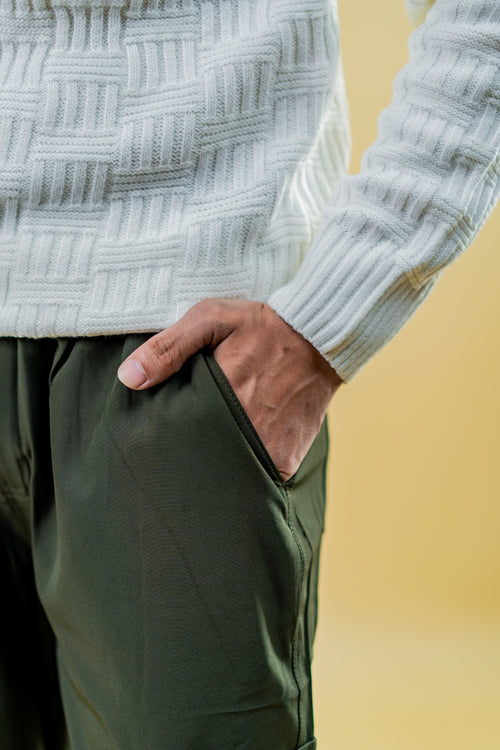 Load image 1 in gallery view. Polyamide Half-Zip Sweater: White