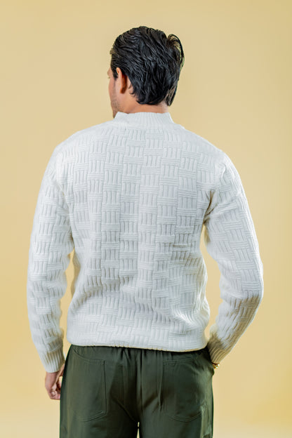 Polyamide Half-Zip Sweater: White