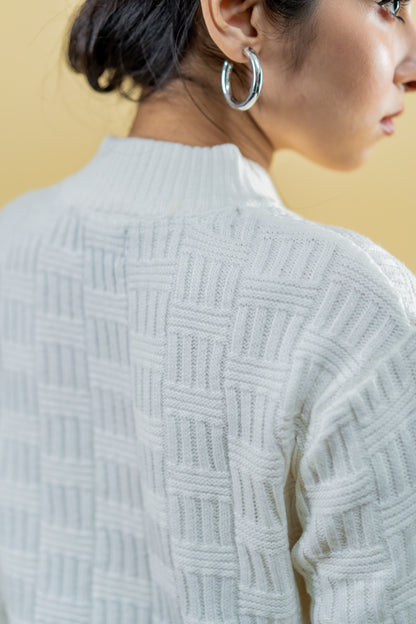 Polyamide Half-Zip Sweater: White