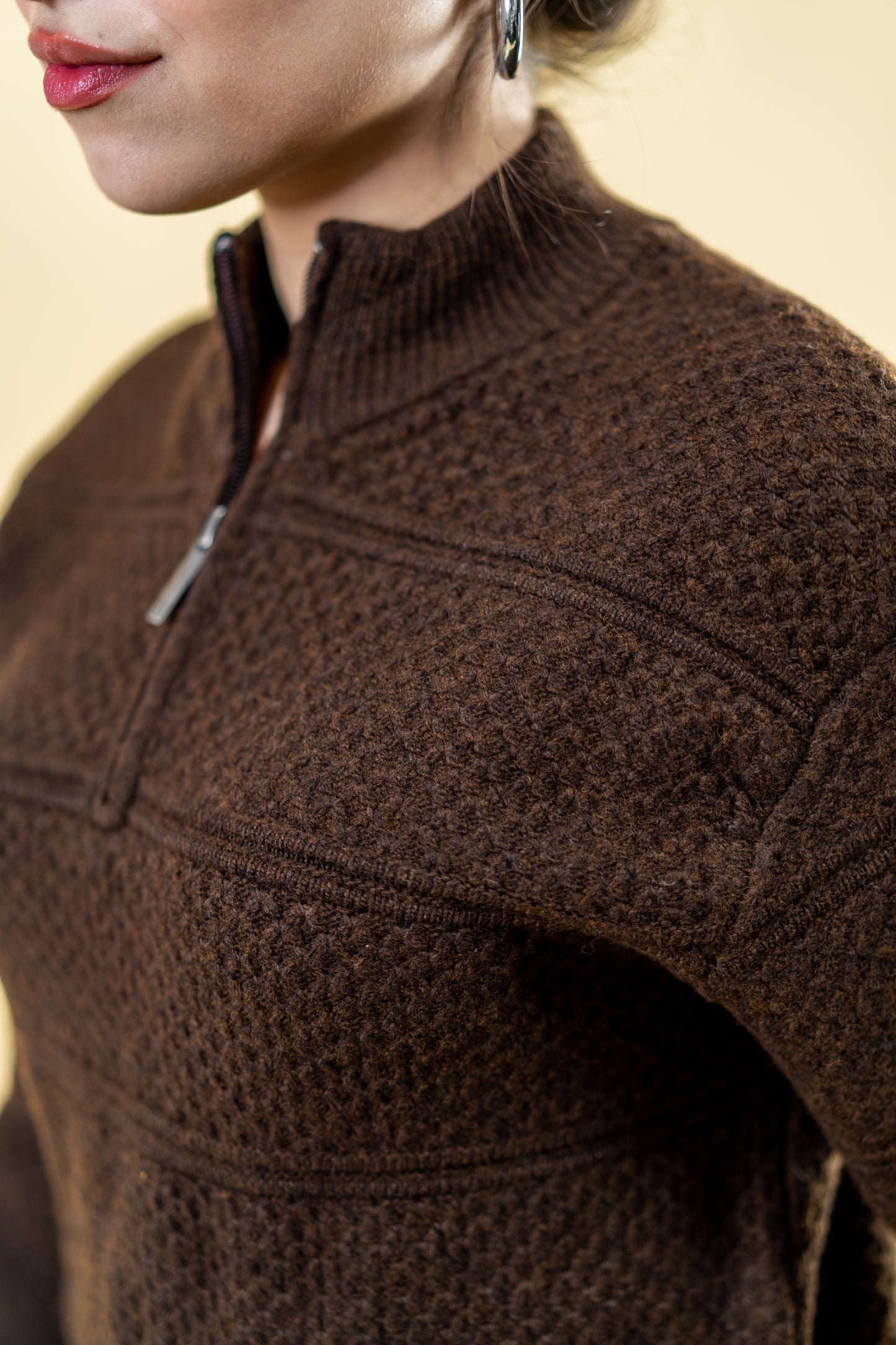 Polyamide Half-Zip Sweater: Coffee