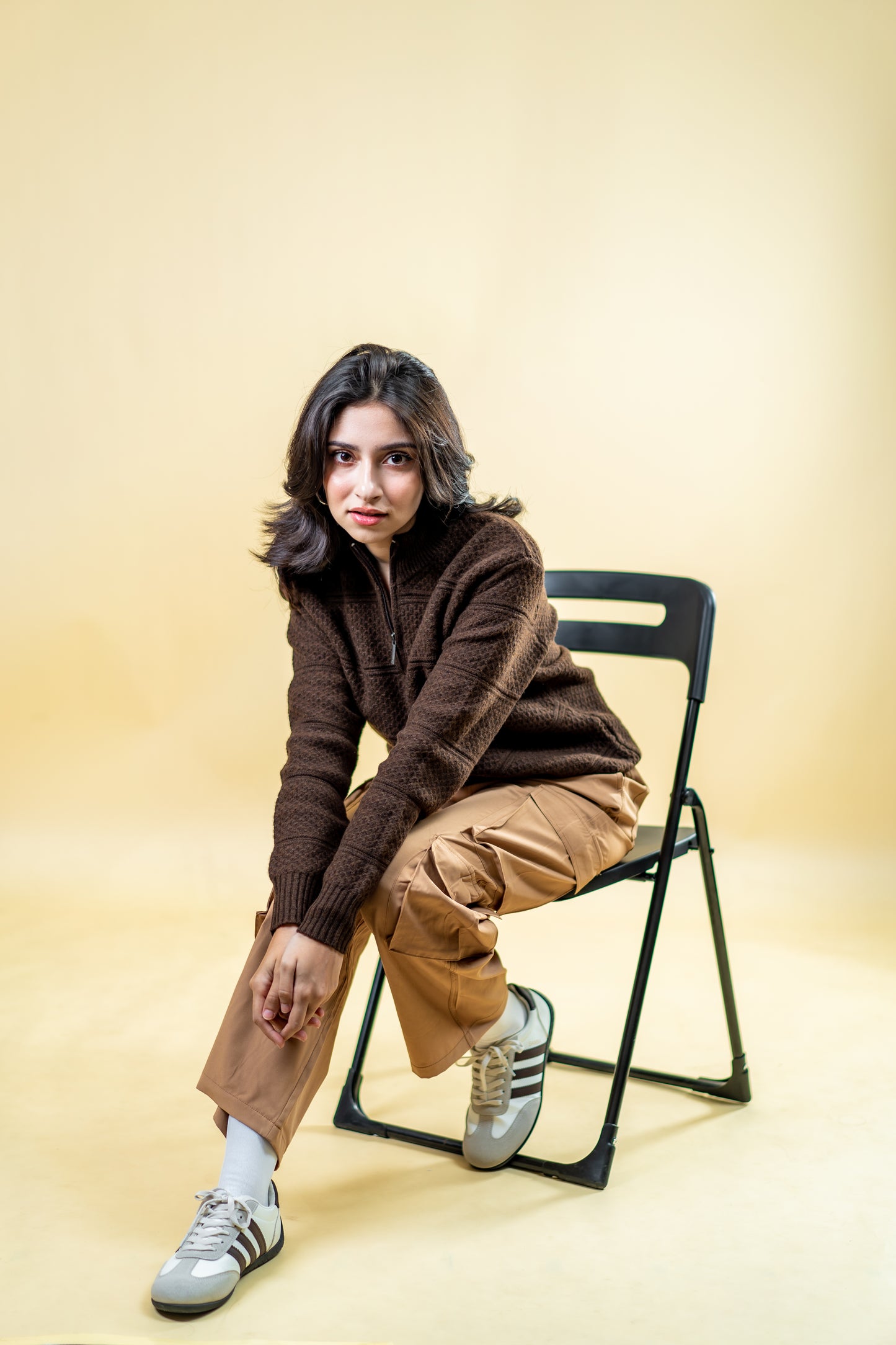 Polyamide Half-Zip Sweater: Coffee