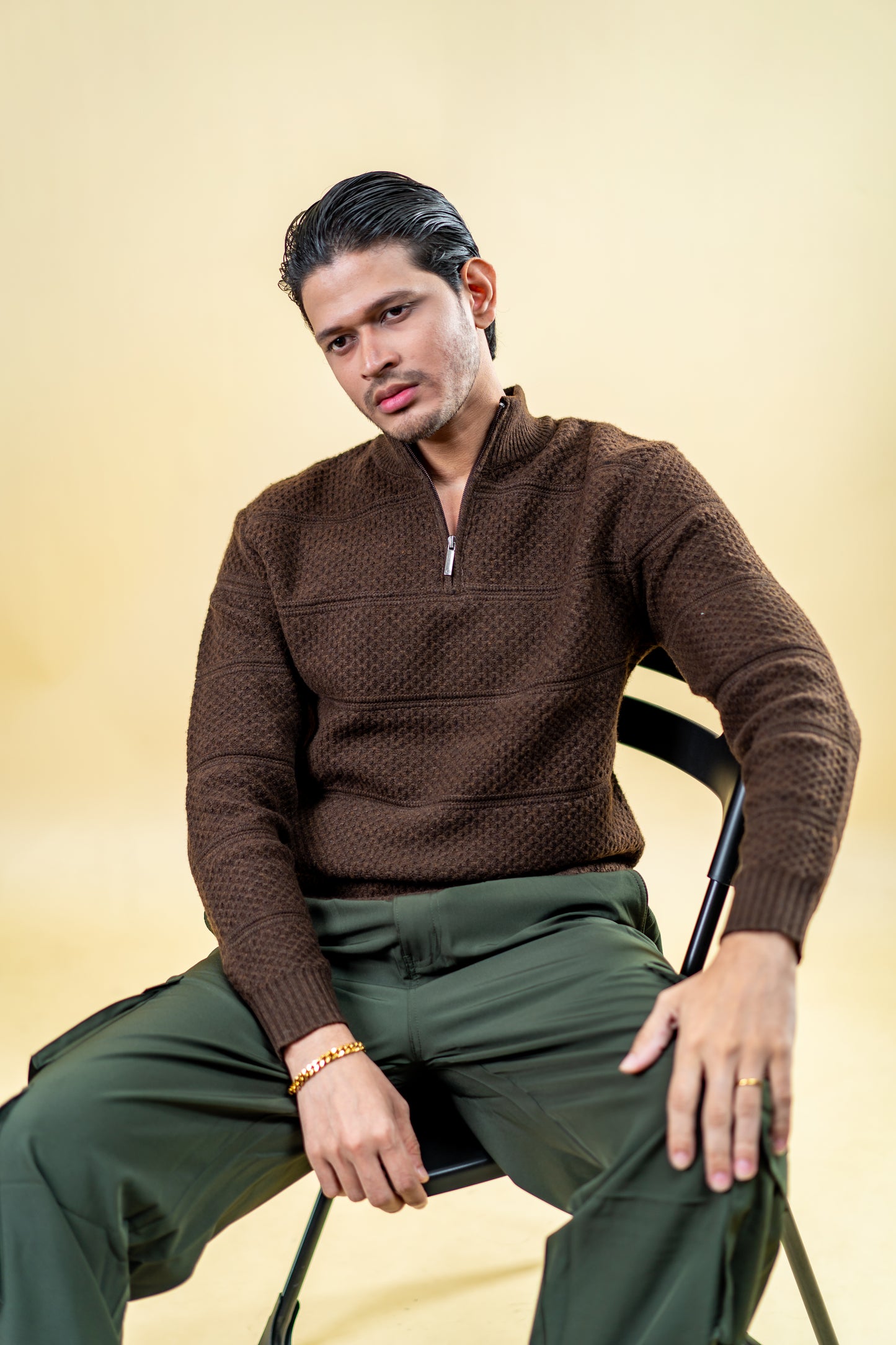 Polyamide Half-Zip Sweater: Coffee