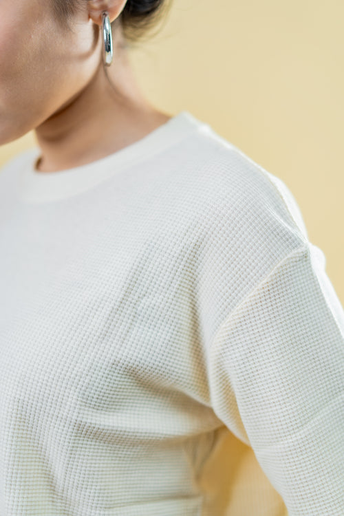 Load image 1 in gallery view. Actual Cropped Oversized T-shirt- OFF WHITE