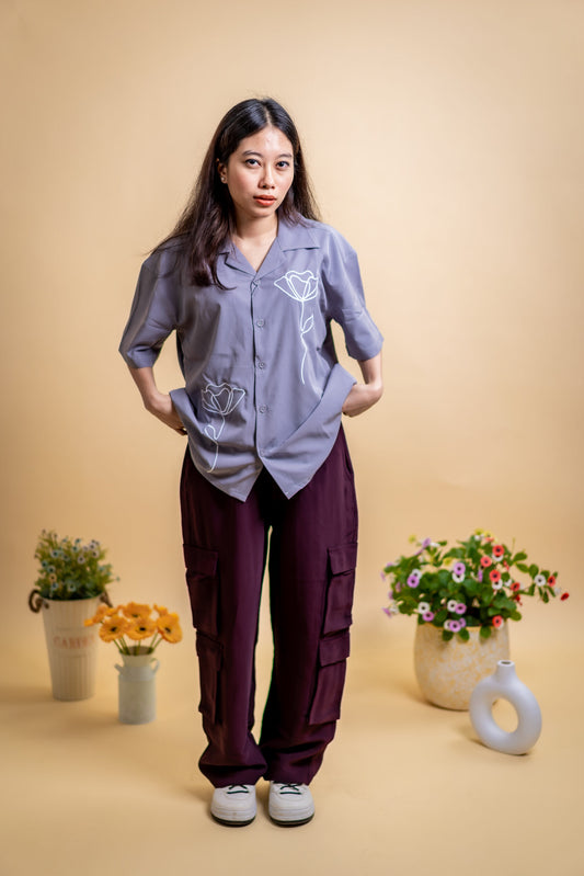 Embroidery Cuban Shirts — Grey