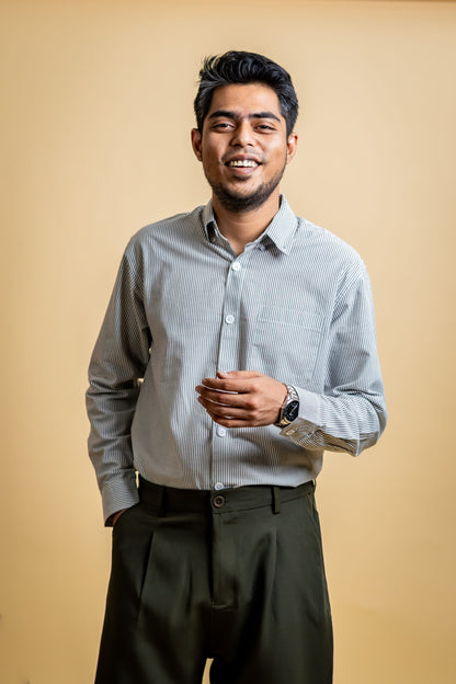 AirLight Button-down Shirts – Grey Striped