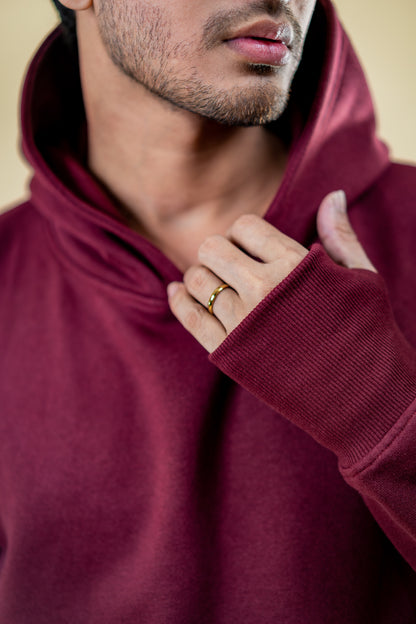 Oversized Drop Shoulder Hoodie: Maroon