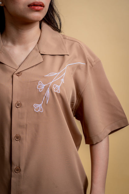 Embroidery Cuban Shirts — Caramel Dust
