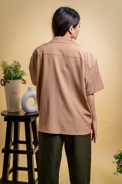 Embroidery Cuban Shirts — Caramel Dust