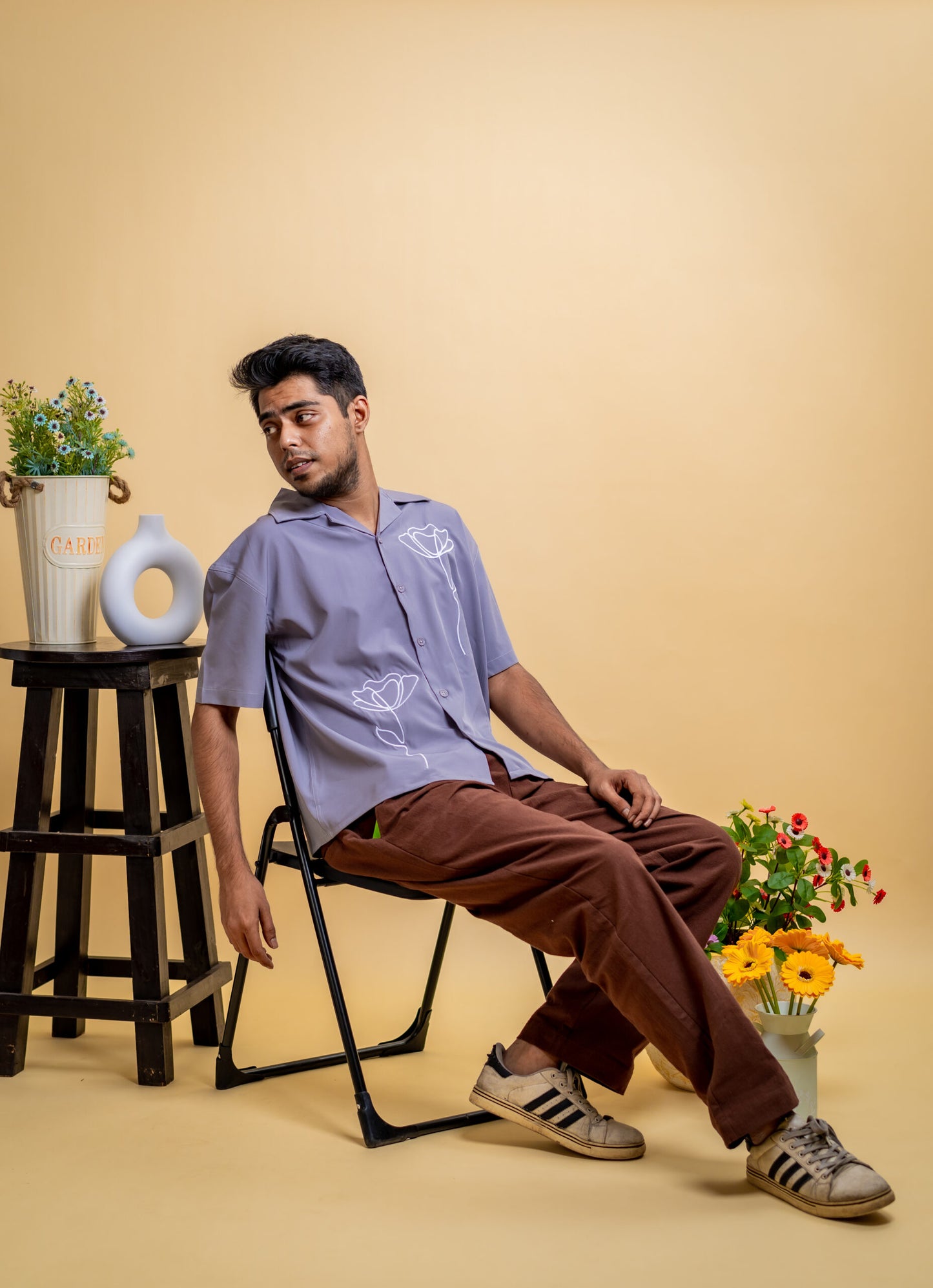 Embroidery Cuban Shirts — Grey