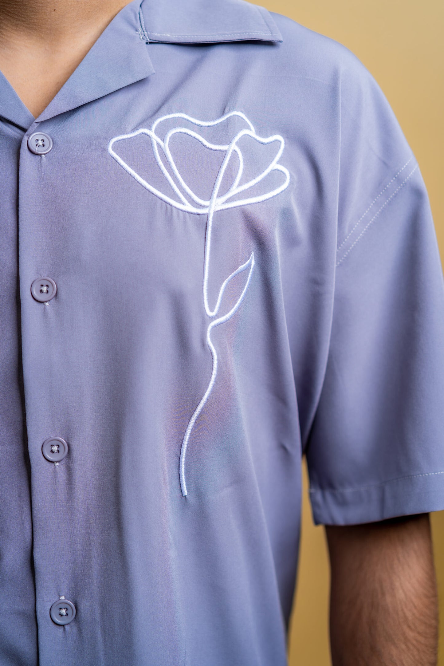 Embroidery Cuban Shirts — Grey