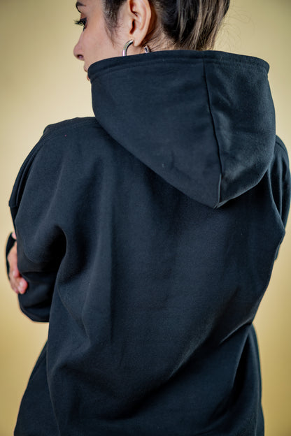 Oversized Drop Shoulder Hoodie: Black