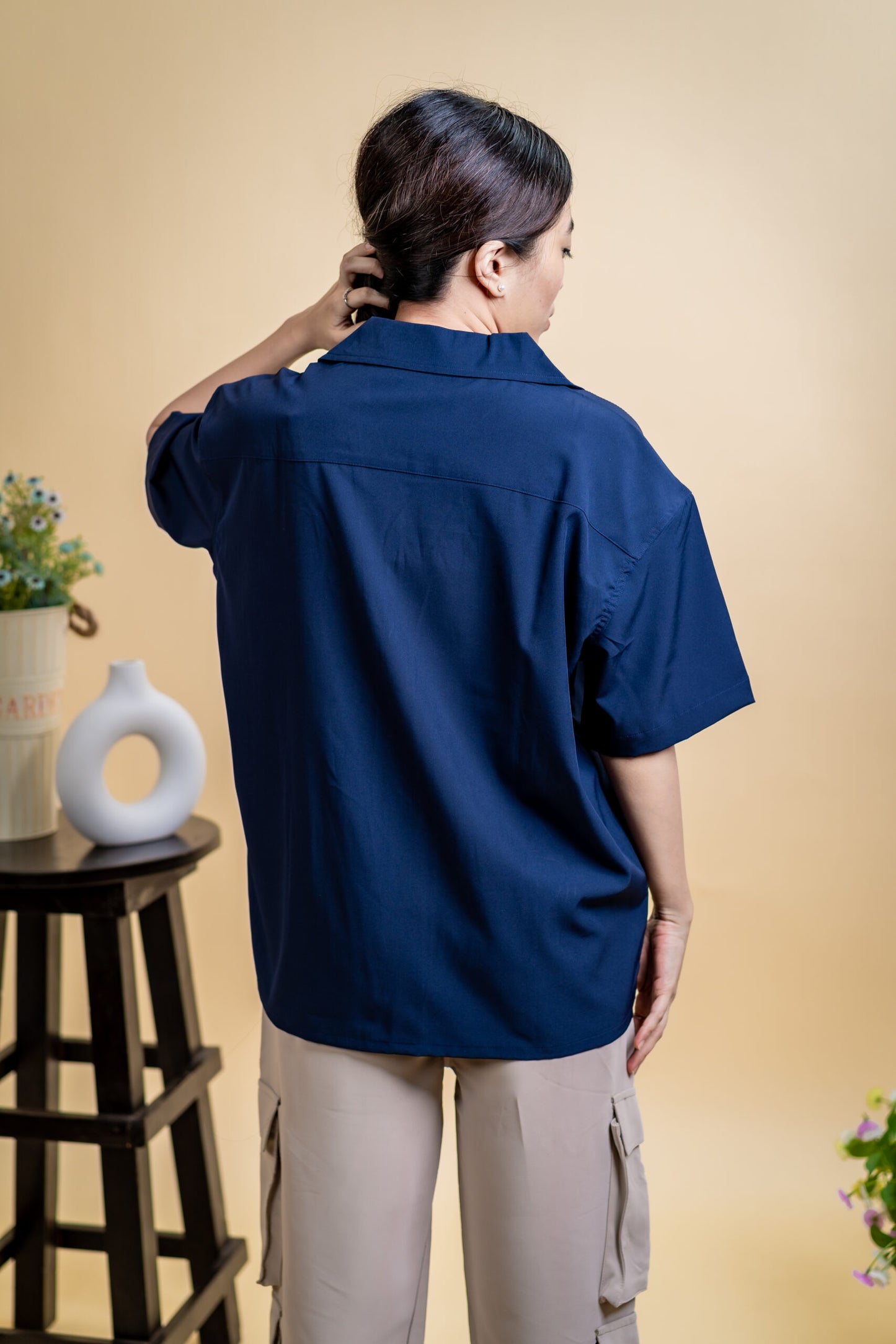 Embroidery Cuban Shirts — Midnight Navy