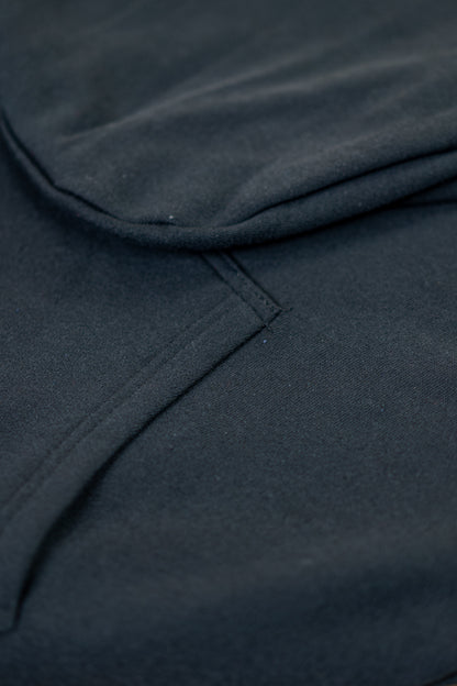 Oversized Drop Shoulder Hoodie: Black
