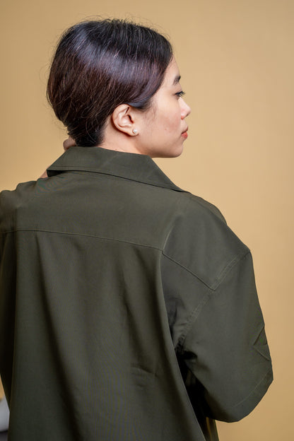 Embroidery Cuban Shirts — Olive