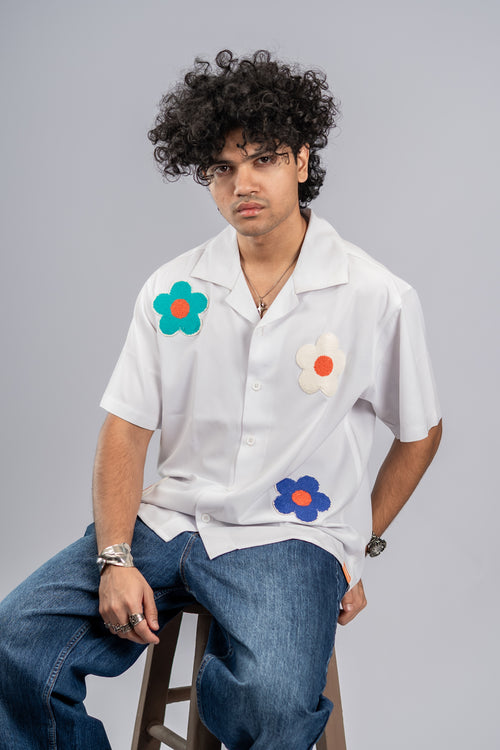 Load image 1 in gallery view. Offbeat Patch Shirt - White