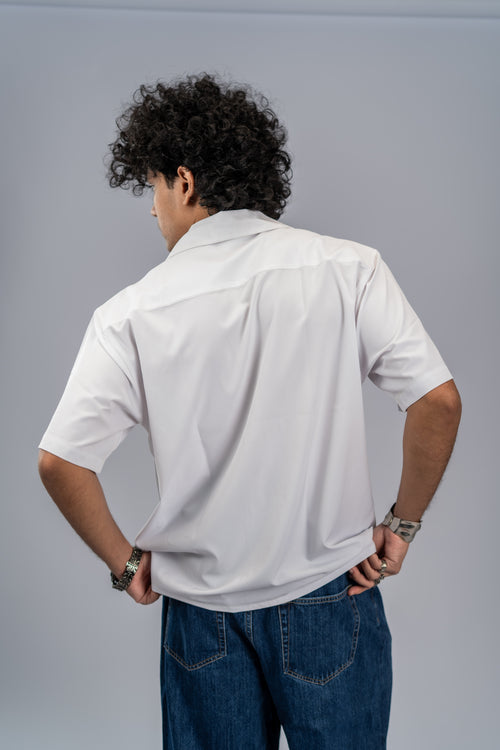 Load image 1 in gallery view. Offbeat Patch Shirt - White