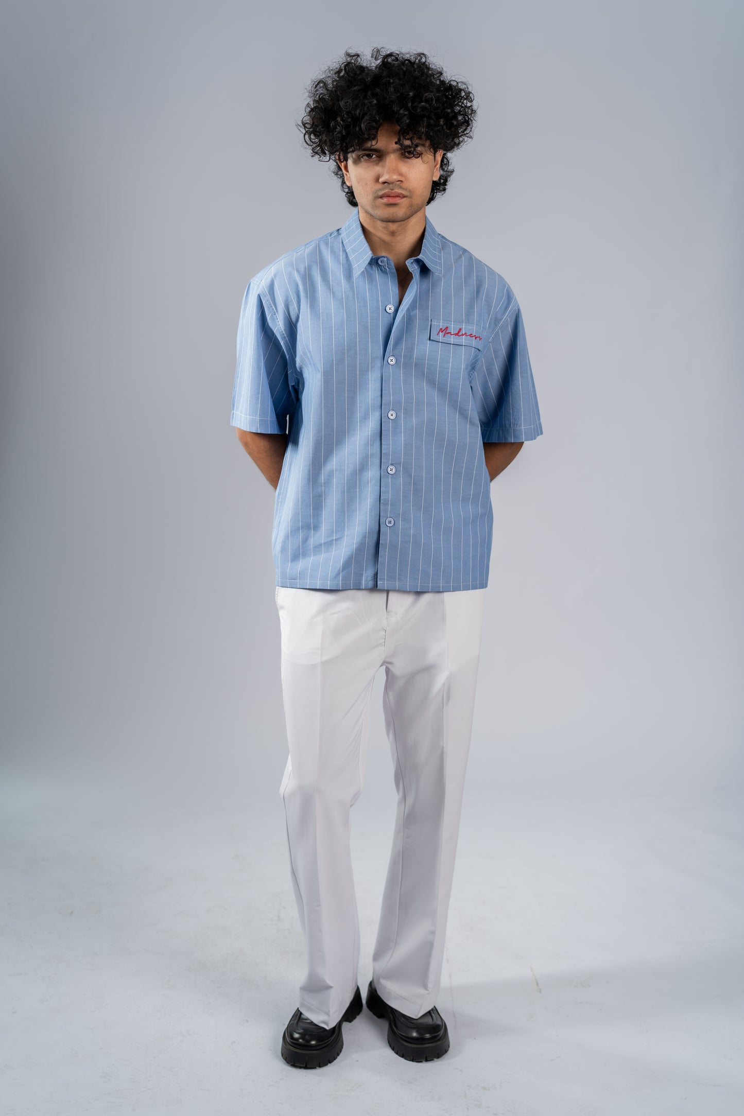 Oversized Pinstripe Shirts - Ocean
