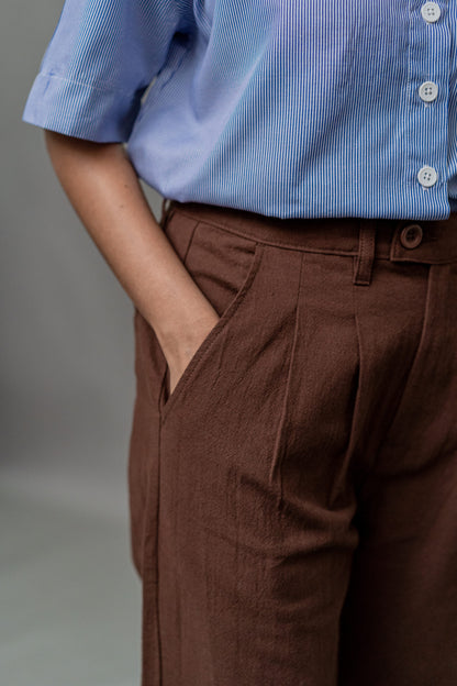 Linen Relaxed Fit Pant – Chocolate Brown