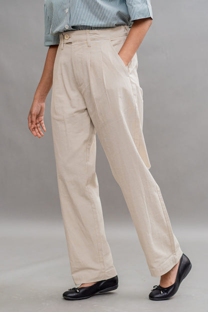 Linen Relaxed Fit Pant – Ivory Cream