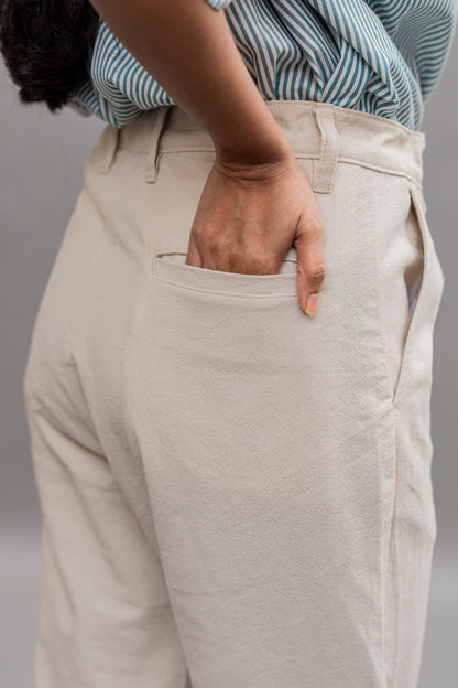 Linen Relaxed Fit Pant – Ivory Cream