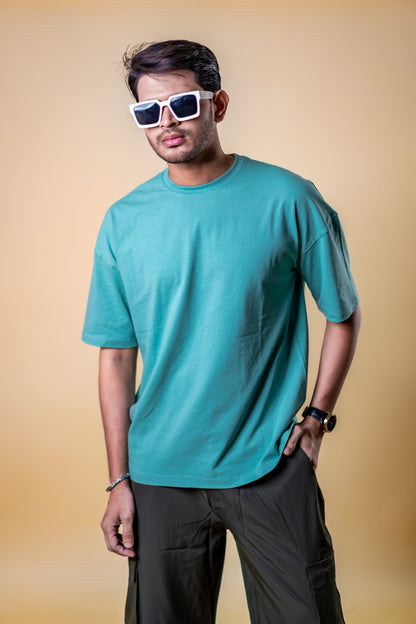 Oversized Drop Shoulder T-Shirt - Pastel Green