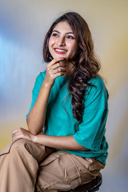 Oversized Drop Shoulder T-Shirt - Pastel Green