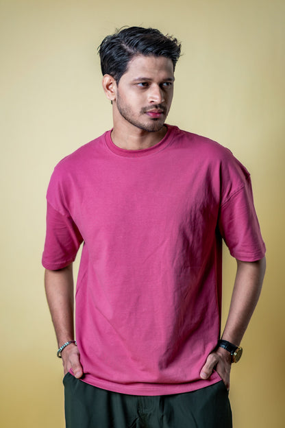 Oversized Drop Shoulder T-Shirt - Velvet Rose