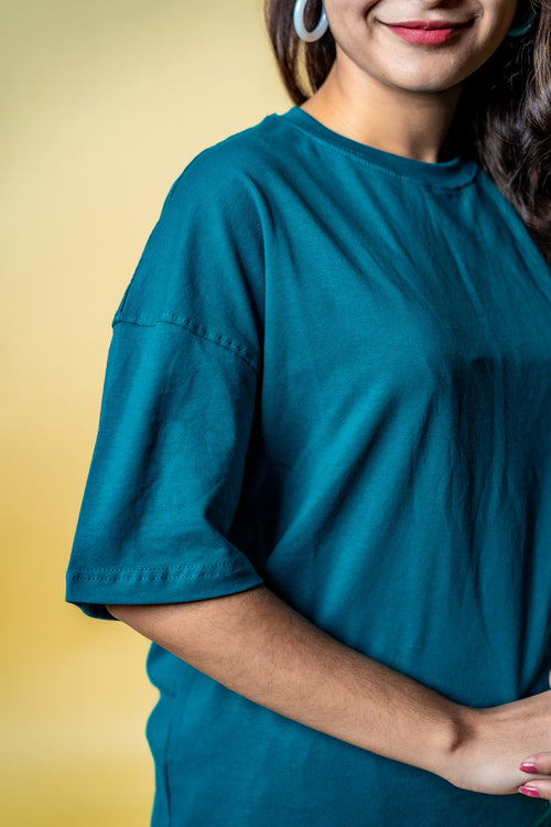 Load image 1 in gallery view. Oversized Drop Shoulder T-Shirt - Teal Green