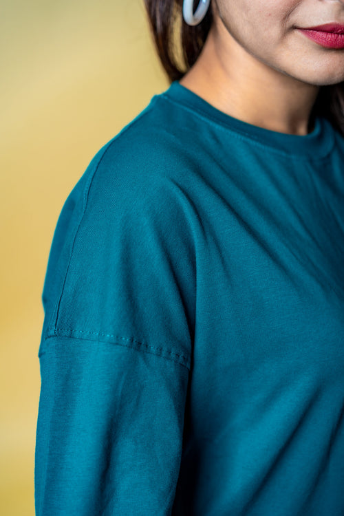 Load image 1 in gallery view. Oversized Drop Shoulder T-Shirt - Teal Green