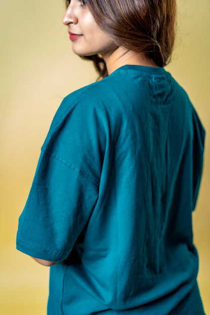 Oversized Drop Shoulder T-Shirt – Teal Green
