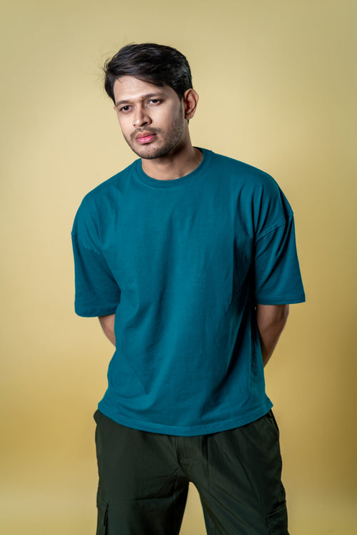 Load image 1 in gallery view. Oversized Drop Shoulder T-Shirt - Teal Green