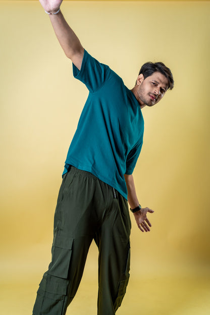 Oversized Drop Shoulder T-Shirt - Teal Green