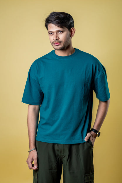 Oversized Drop Shoulder T-Shirt – Teal Green