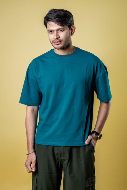 Oversized Drop Shoulder T-Shirt - Teal Green