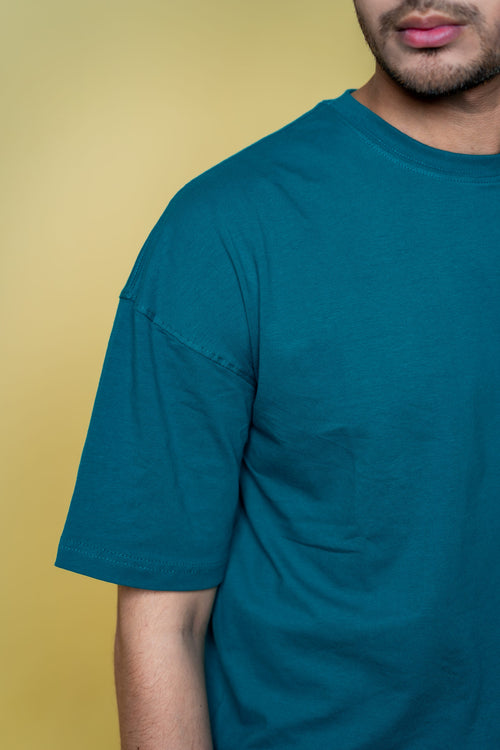 Load image 1 in gallery view. Oversized Drop Shoulder T-Shirt - Teal Green