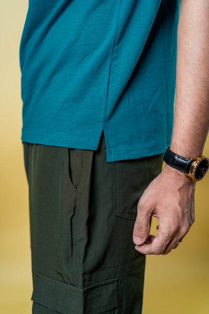 Oversized Drop Shoulder T-Shirt - Teal Green