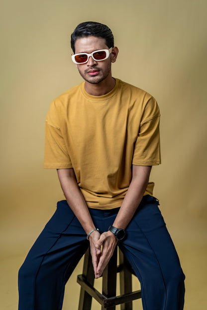 Oversized Drop Shoulder T-Shirt - Warm Nude